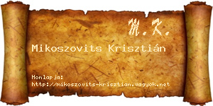 Mikoszovits Krisztián névjegykártya